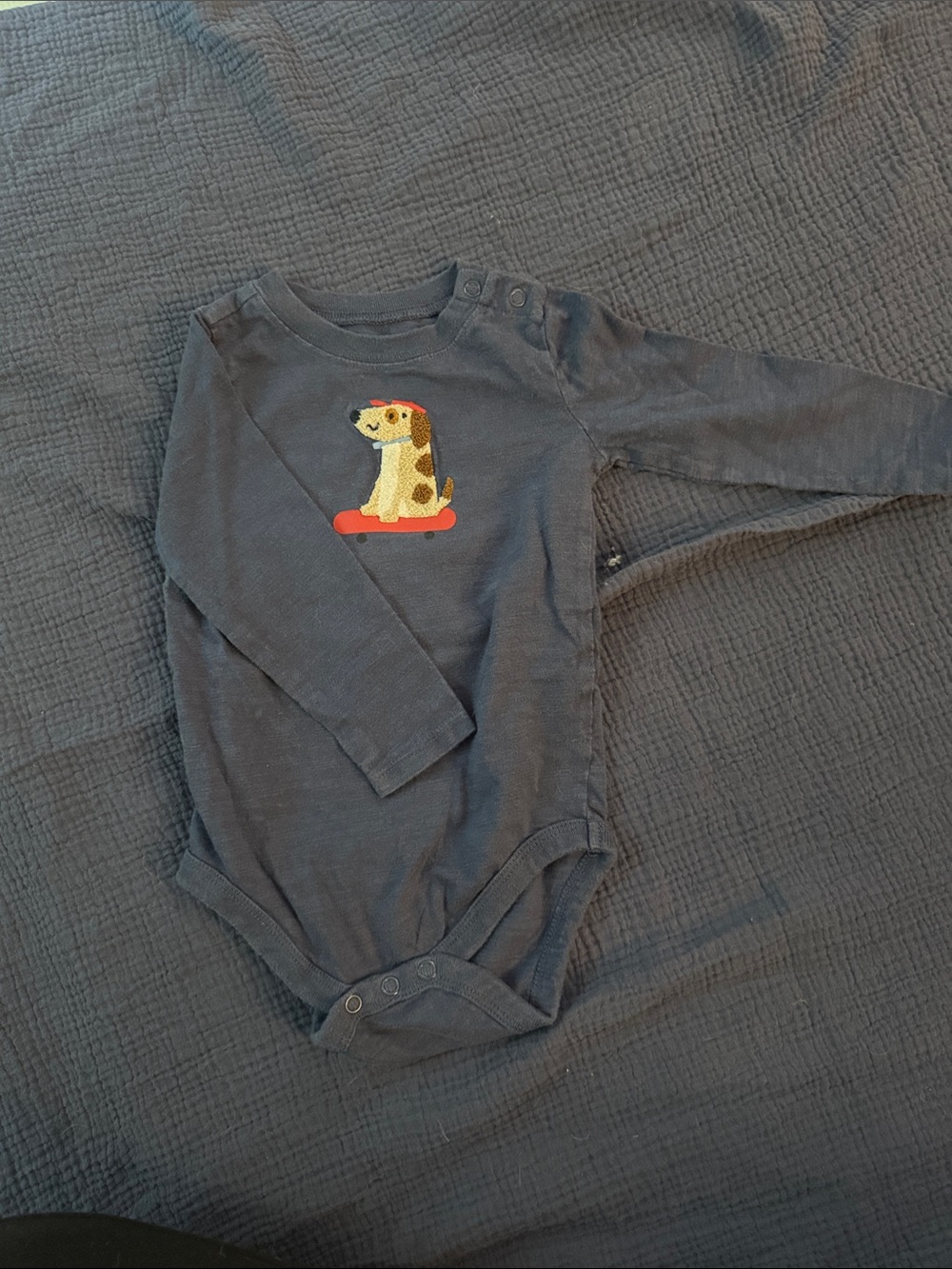 Garanimals Navy Long-Sleeve Onesie with Skate Dog Applique